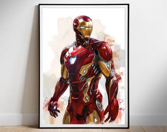 Impresión artística de Iron Man: póster de la película de superhéroes (descarga digital)