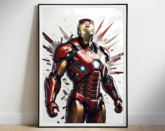 Impresión artística de Iron Man: póster de la película de superhéroes (descarga digital)