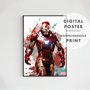 Superhero poster, Digital Download, Iron man, Printable Wall Art Decor, New Home gift on Etsy.