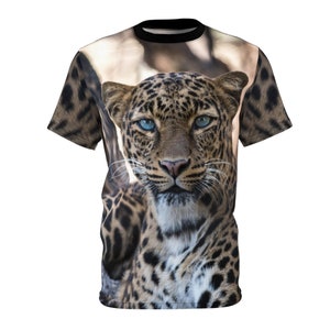ヒョウ猫シャツ 伸縮性のあるTシャツ 男女兼用 ビッグキャットシャツ ファッション 衣類 ビッグキャッツ レオ 青い目