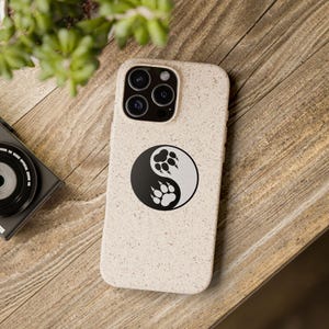 Yin Yang Paw Big Cat Phone Case Biodegradable Phone Case Environmentally Friendly Eco Cases Zen Design