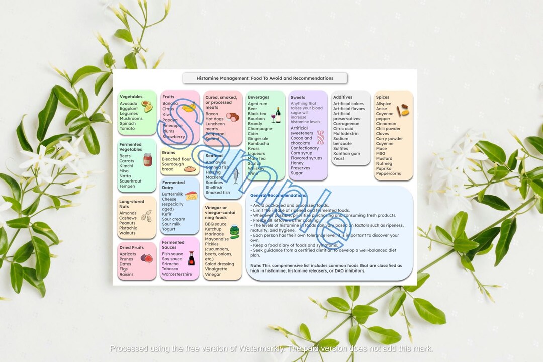 Histamine Food List Histamine Guide Histamine Food Guide Etsy