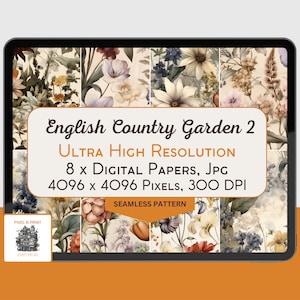 English Country Garden Floral 2 Digital Paper, Seamless Pattern, Background, Sublimation, High Resolution Instant Download!! COMMERCIAL USE