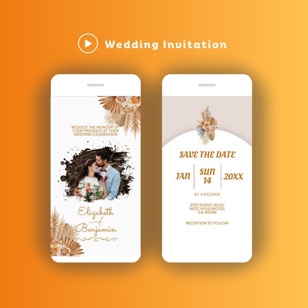 Rustic Fall Wedding Invitation Download | Video Wedding Invitation | Fall Marriage Invitation | Elegant Wedding Invitation With RSVP