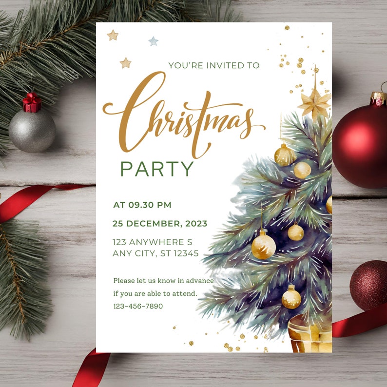 Editable Christmas Party Invitation, Christmas Party Invitation, Party