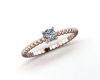 Bague Justine perlée diamant 0.20 ct or 18 carats