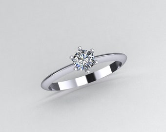 Bague solitaire Jade diamant 0.30 ct or 18 carats