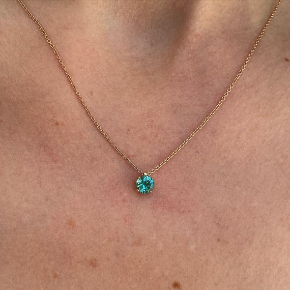 Collier Tourmaline bleu lagon or rose