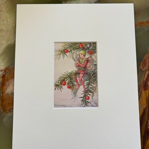 La fée de l&#39;if - Impression originale vintage première édition (vers 1925) avec support (blanc cassé) pour oeuvre d&#39;art 30 x 20 cm