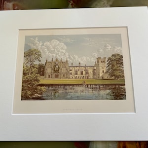Newstead Abbey - First Edition English Vintage Original Chromolithograph (circa 1850) with Art Mount (Off-White) 10x12 Inches
