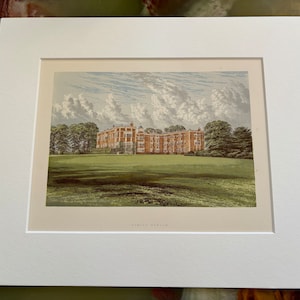 Temple Newsam - First Edition English Vintage Original Chromolithograph (circa 1850) with Art Mount (Off-White) 10x12 Inches
