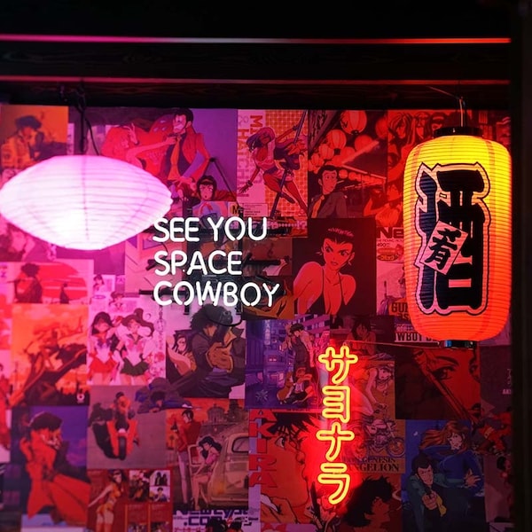 See You Space Cowboy | Handmade Neon Sign | Cowboy Bebop | Wall Decor | Glass Neon Sign | Anime Art | Minimalist Design