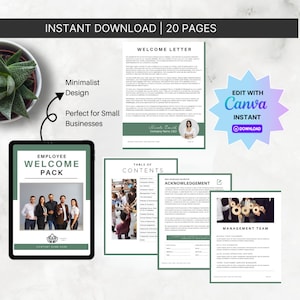 Employee Handbook, Employee Onboarding Template, Employee Welcome Packet, Canva Template, Small Businesses, Company Onboarding