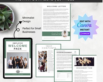 Sjabloon personeelshandboek: welkomstpakket voor onboarding van het bedrijf (bewerkbaar in Canva)