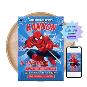 Editable Spiderman Birthday Invitation| Spiderman Invite, Spiderman Birthday