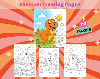 Dinosaurier Malbuch für Kinder | 20 Malvorlagen zum Ausdrucken (Instant Download)