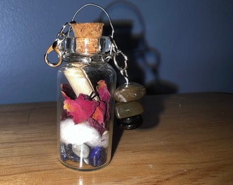 Mini Lapis Jar Necklace with Intention and Rose Petals