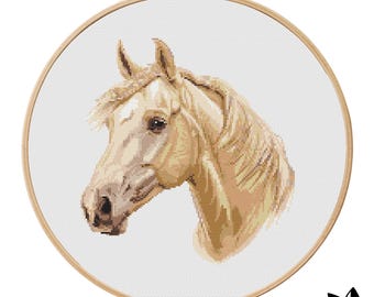 Cute Palomino Horse Cross Stitch Pattern | Hoop Embroidery | PDF | Instant Download | Commercial Use | Cross Stitch Chart