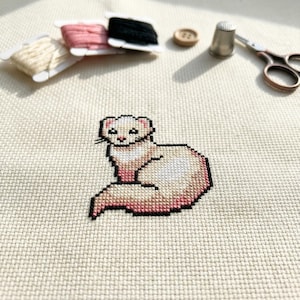 Cute Small Ferret Cross Stitch Pattern | Hoop Embroidery | PDF | Instant Download | Commercial Use | Cross Stitch Chart