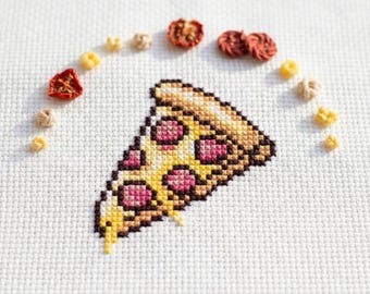 Cute Pizza Slice Cross Stitch Pattern | Hoop Embroidery | PDF | Instant Download | Commercial Use | Cross Stitch Chart