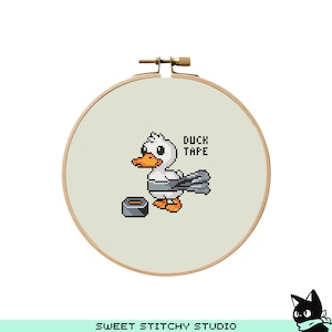 Schattig kruissteekpatroon ducktape duct | Borduurring borduurring | PDF | Direct downloaden | Commercieel gebruik | Kruissteektabel