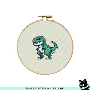 Cute T-Rex Cross Stitch Pattern | Hoop Embroidery | PDF | Instant Download | Commercial Use | Cross Stitch Chart