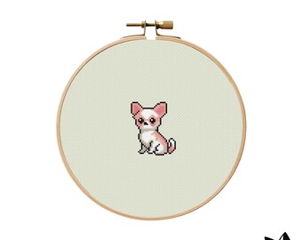 かわいい小さなチワワのクロスステッチパターン | フープ刺繍 | PDF