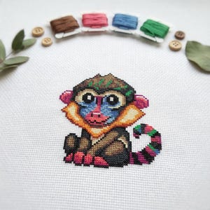 Cute Mandrill Monkey Cross Stitch Pattern | Hoop Embroidery | PDF | Instant Download | Commercial Use | Cross Stitch Chart