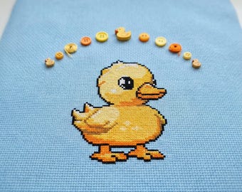 Niedliches Baby Ente Kreuzstichmuster | Stickrahmen-Stickerei PDF | Sofortdownload | Kommerzielle Nutzung | Kreuzstich Stickmuster
