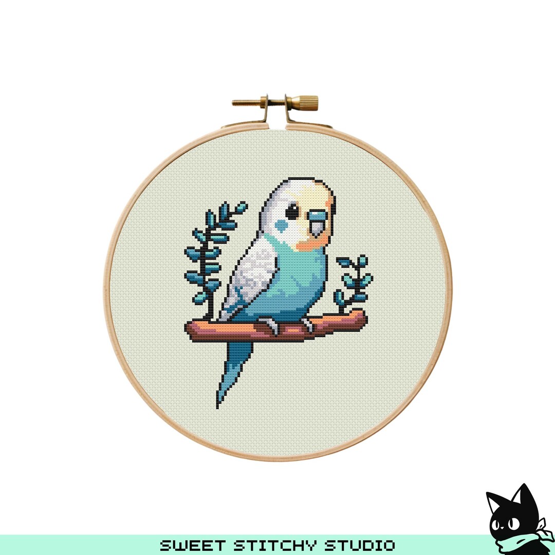 Cute Budgie Cross Stitch Pattern | Hoop Embroidery | PDF | Instant ...