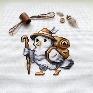 Cute Pilgrim Pigeon Cross Stitch Pattern | Hoop Embroidery | PDF | Instant Download | Commercial Use | Cross Stitch Chart
