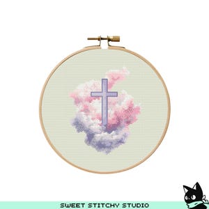 Cross In The Clouds Cross Stitch Pattern | Hoop Embroidery | PDF | Instant Download | Commercial Use | Cross Stitch Chart