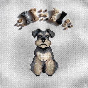 Cute Miniature Schnauzer Cross Stitch Pattern | Hoop Embroidery | PDF | Instant Download | Commercial Use | Cross Stitch Chart