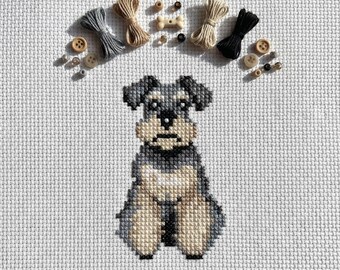 Cute Miniature Schnauzer Cross Stitch Pattern | Hoop Embroidery | PDF | Instant Download | Commercial Use | Cross Stitch Chart