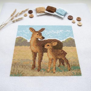 Cute Deer Painting Cross Stitch Pattern | Hoop Embroidery | PDF | Instant Download | Commercial Use | Cross Stitch Chart