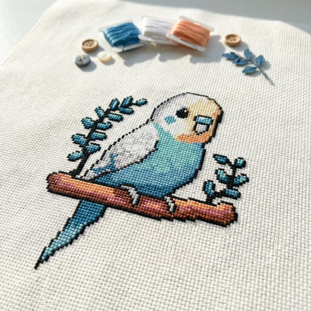 Cute Budgie Cross Stitch Pattern | Hoop Embroidery | PDF | Instant ...