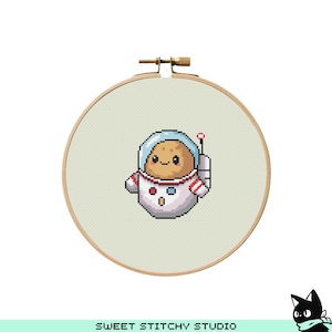 かわいい宇宙ポテト宇宙飛行士のクロスステッチパターン | フープ刺繍 | PDF | 即時ダウンロード | 商用利用 | クロスステッチチャート