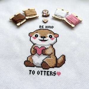 Cute Otter Be Kind To Otters Cross Stitch Pattern | Hoop Embroidery | PDF | Instant Download | Commercial Use | Cross Stitch Chart