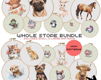 Whole Store Cross Stitch Patterns Bundle + Future Patterns | 430+ Designs | PDF | Instant Digital Download | Cross Stitch Chart | Updated