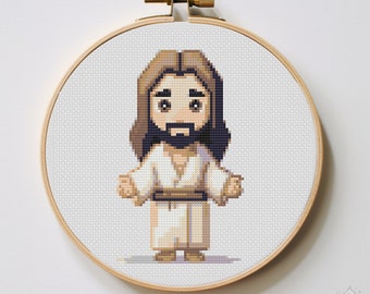 Cute Jesus Cross Stitch Pattern | Hoop Embroidery | PDF | Instant Download | Commercial Use | Cross Stitch Chart