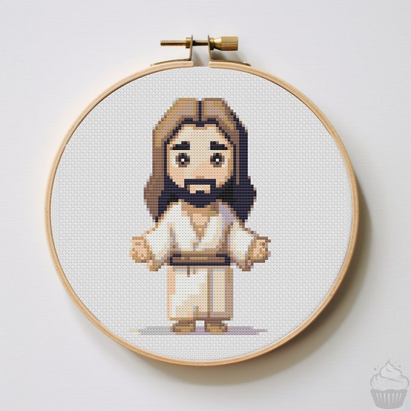 Cute Jesus Cross Stitch Pattern | Hoop Embroidery | PDF | Instant Download | Commercial Use | Cross Stitch Chart