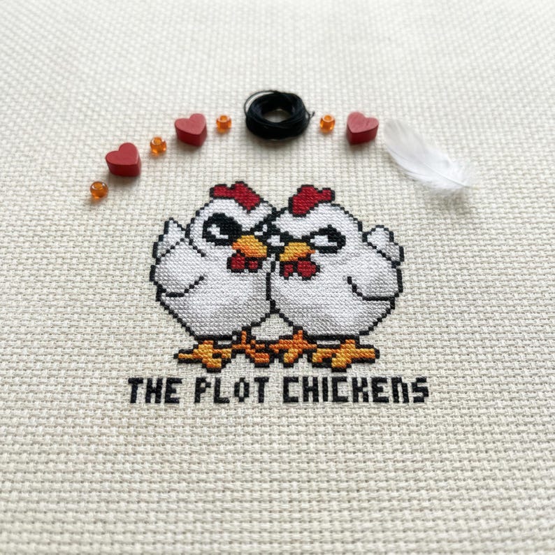 Cute The Plot Chickens Cross Stitch Pattern | Hoop Embroidery | PDF | Instant Download | Commercial Use | Cross Stitch Chart image 1