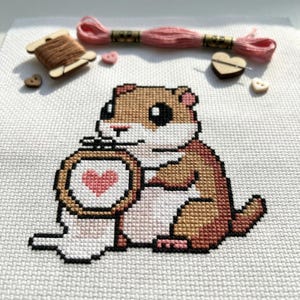 Niedliches Gopher Gopher Kreuzstichmuster | Stickrahmen-Stickerei PDF | Sofortdownload | Kommerzielle Nutzung | Kreuzstich Stickmuster