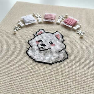 Cute Small Samoyed Cross Stitch Pattern | Hoop Embroidery | PDF | Instant Download | Commercial Use | Cross Stitch Chart
