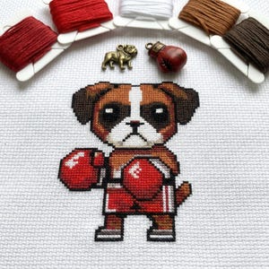 Cute Boxer Boxer Stitch Pattern | Hoop Embroidery | PDF | Instant Download | Commercial Use | Cross Stitch Chart