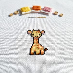 Gráfico de ponto cruz de girafa pequena e fofa | Bordado em bastidor | PDF | Download instantâneo | Uso comercial | Gráfico de ponto cruz