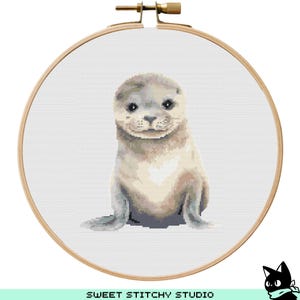 Cute Baby Seal Cross Stitch Pattern | Hoop Embroidery | PDF | Instant Download | Commercial Use | Cross Stitch Chart