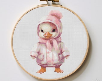 Cute Pink Duck Cross Stitch Pattern | Hoop Embroidery | PDF | Instant Download | Commercial Use | Cross Stitch Chart