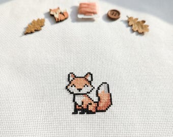 Cute Small Fox Cross Stitch Pattern | Hoop Embroidery | PDF | Instant Download | Commercial Use | Cross Stitch Chart