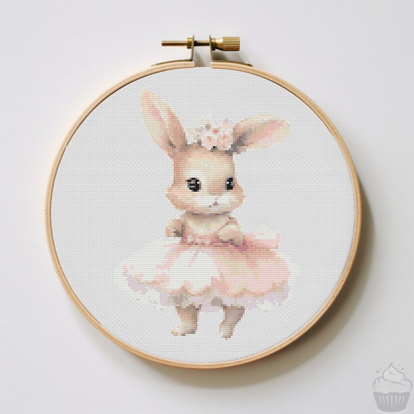 Ballerina Bunny Cross Stitch Pattern | Hoop Embroidery | PDF | Instant Download | Commercial Use | Cross Stitch Chart